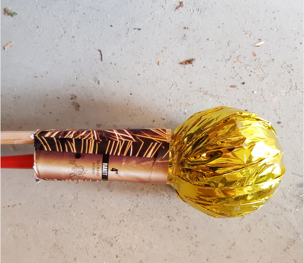 4" Kugleraket, CE-reg. nr. 1008-F2-69250208 og batchnr. 01-9404601-18